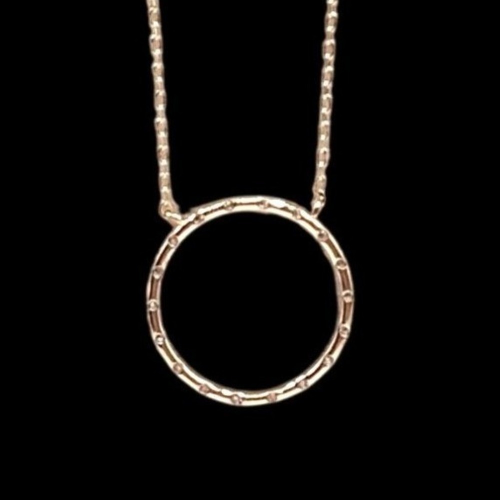 Ettika 18k GP Circle Pendant Necklace Women Gold Tone Crystal‎ Accents Karma NWT